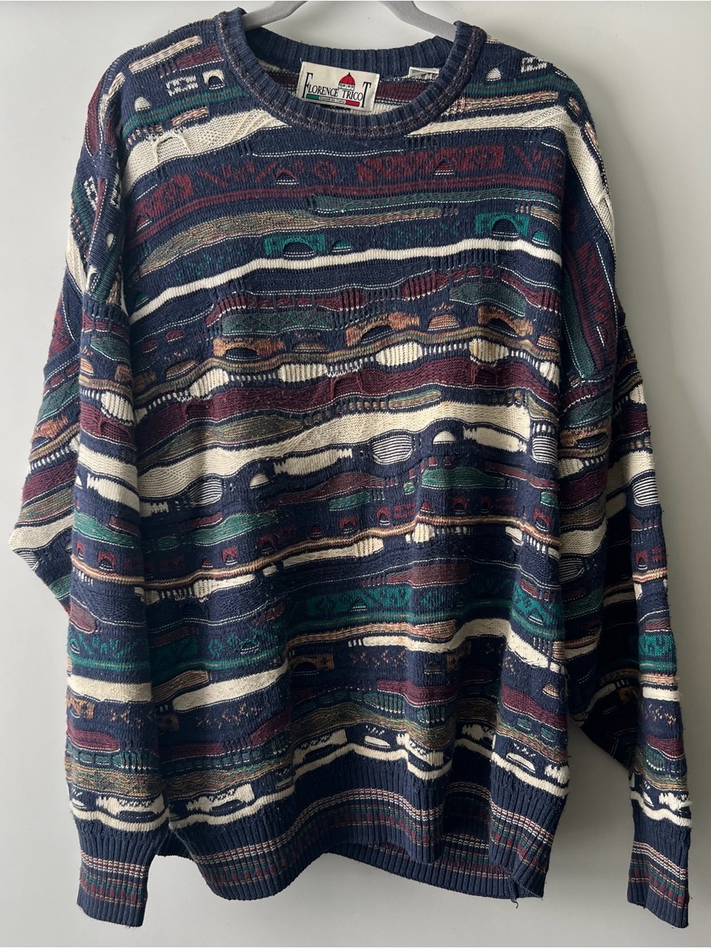 Vintage Florence Tricot Sweater Mens XXL Crewneck Pullover 3D Knit 90s